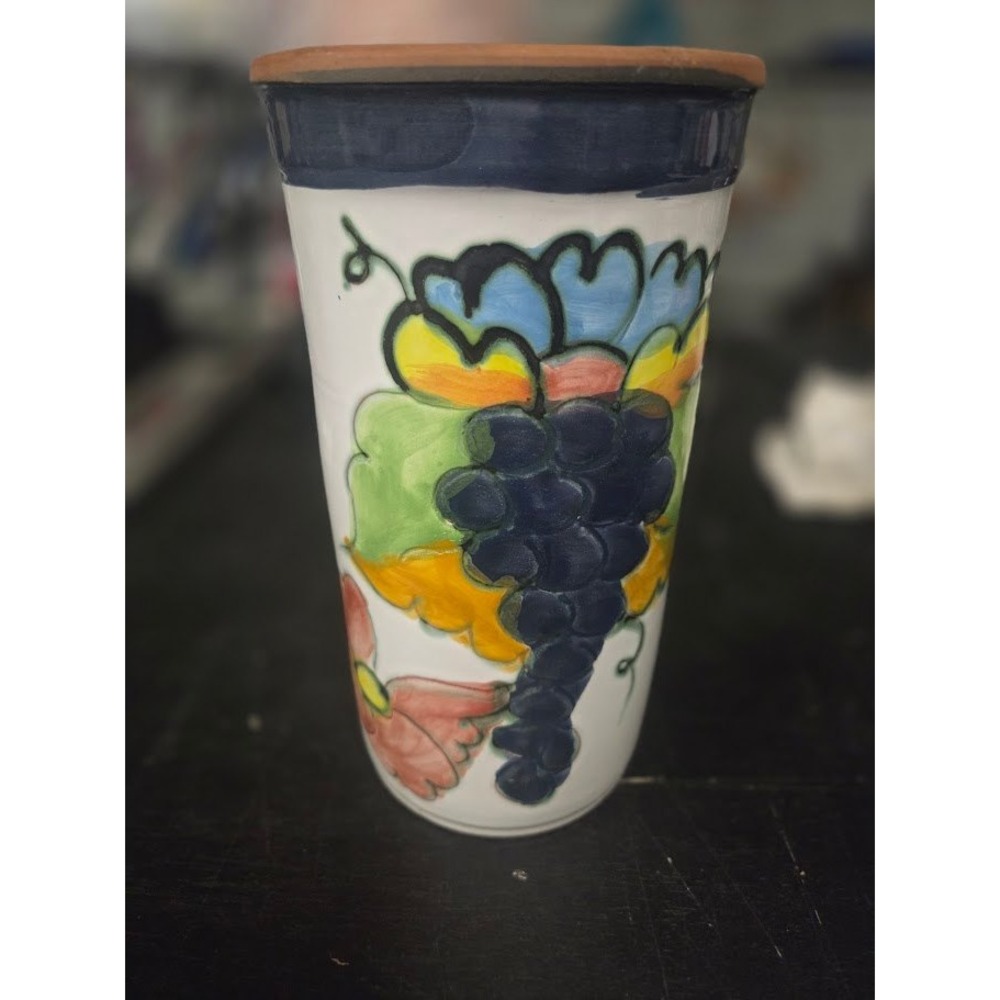 Vintage Celina Terra Cotta Hand Painted Wine Chiller Vase